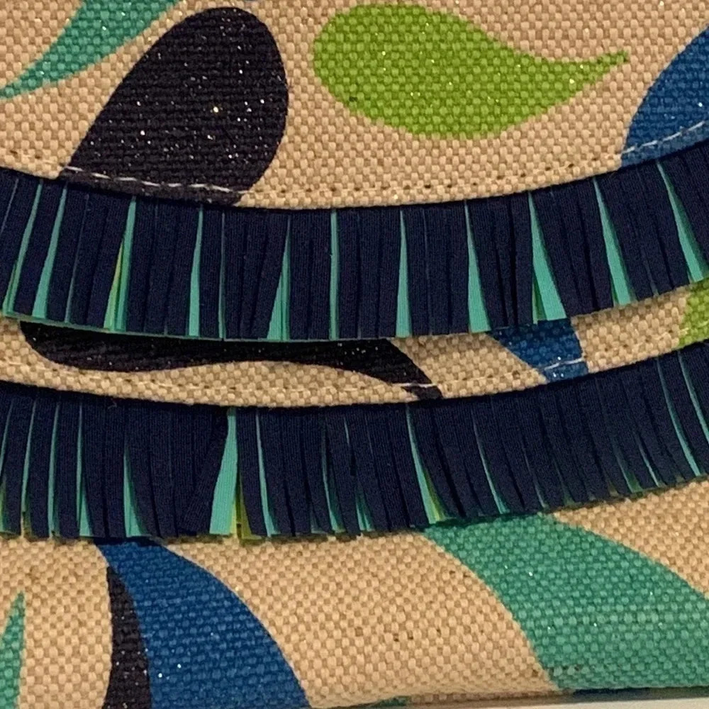 Vera Bradley Boho Fringe Clutch Wristlet Colorful Abstract Print Statement Bag - Picture 5 of 13